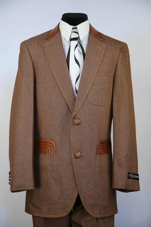 Denim Suit - Denim Blazer - Jean Fabric Rust Suit - Patch Pocket